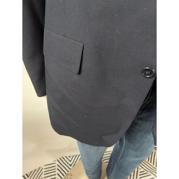 Hart Schaffner & Marx Mens Vintage Navy Blazer 2 Button Notch Lapel Union Made S - Picture 12 of 16
